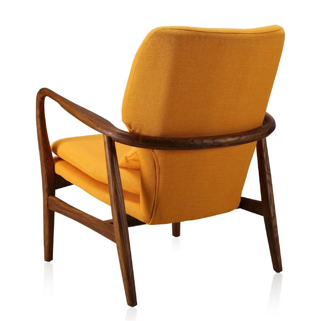 Yellow and Walnut Accent Chair and Ottoman I48929