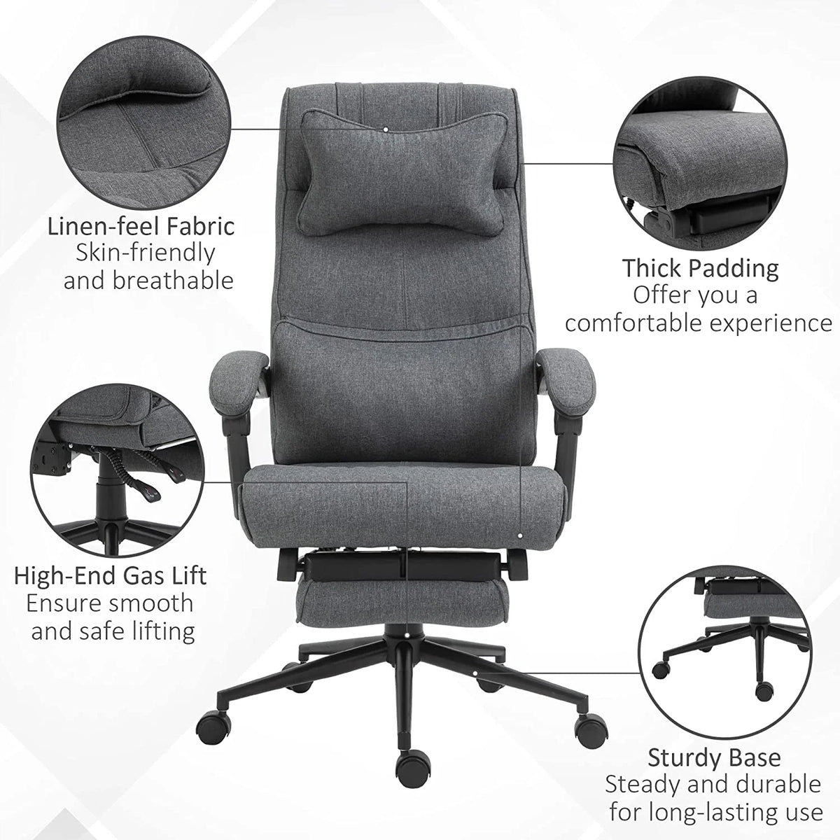 High Back Reclining Office Chair with Footrest and Headrest P183452