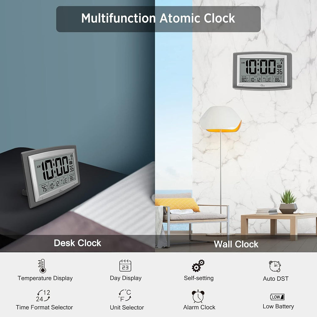 12.5 Inch Self-Setting Digital Clock with Indoor Temperature T96808