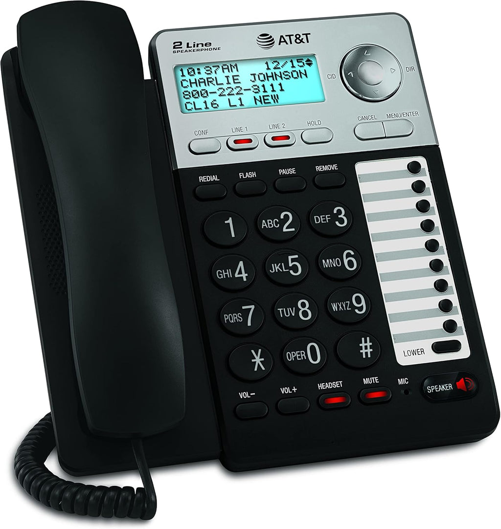 2-Line Corded Telephone with Digital Answering System and Caller ID, Black/Silver U982052