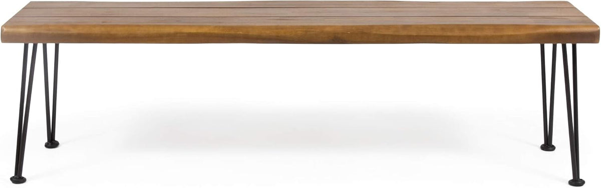 Teak and Rustic Metal Acacia Wood Bench K45049