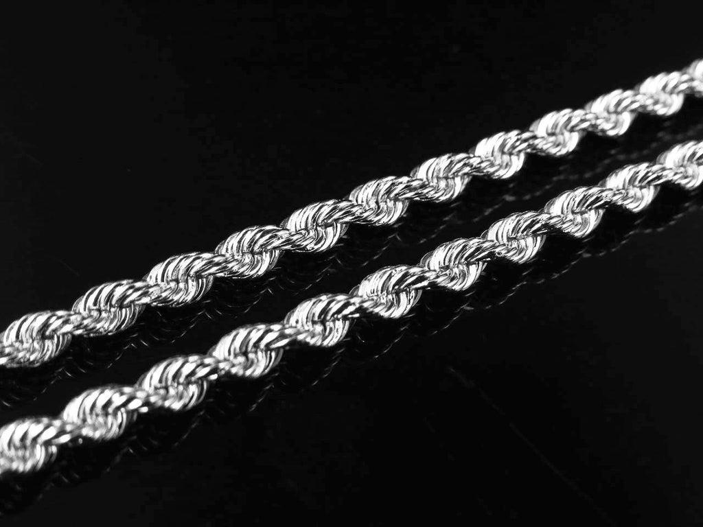 10K White Gold Hollow Rope Chain 2.5MM 18-28 Inches F787