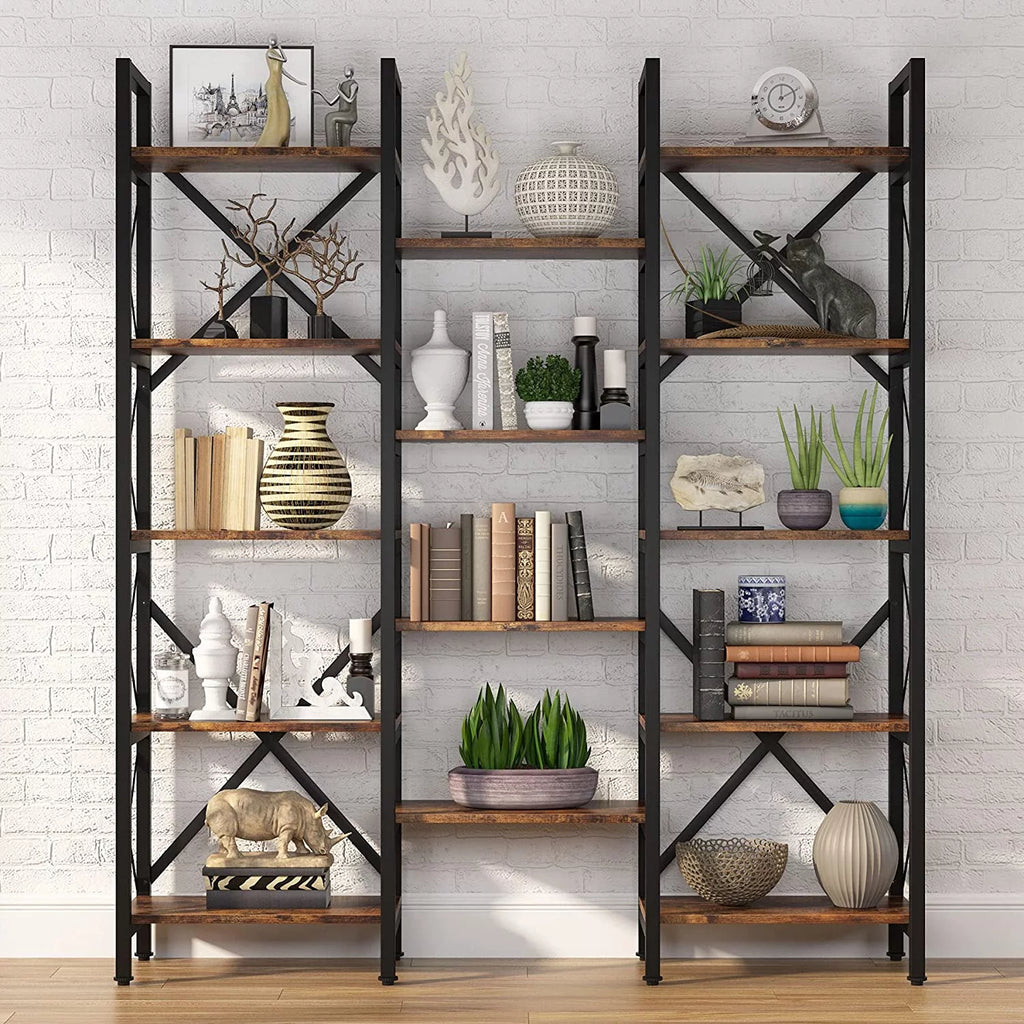 5-Shelf Wood and Metal Bookcase U392