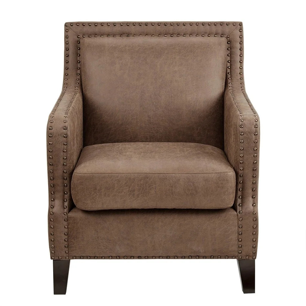 Wood and Faux Leather Accent Chair J91408