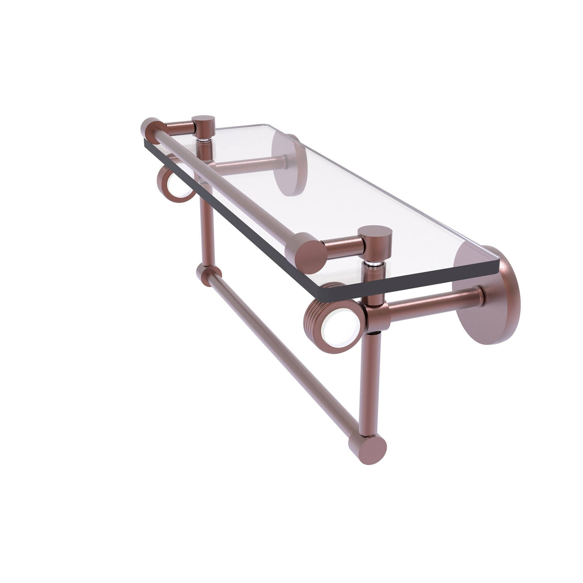 Antique Copper Glass Shelf with Gallery Rail and Towel Bar U204819