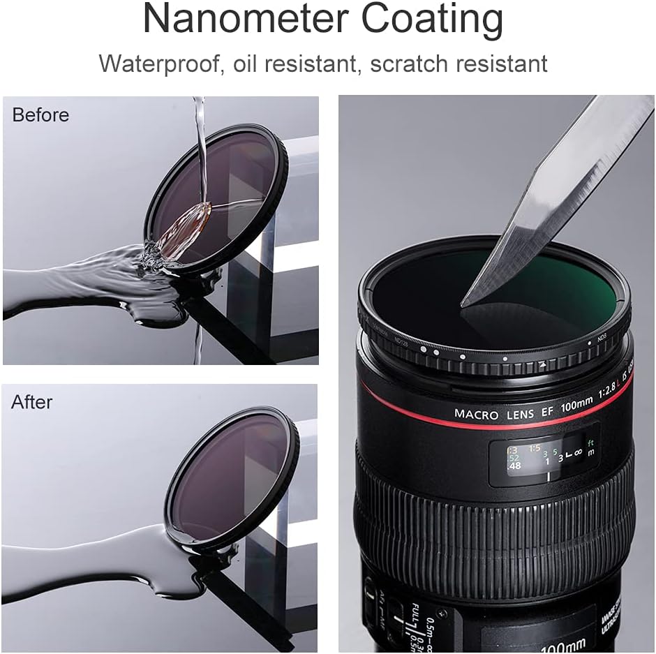40.5mm Variable ND Filter ND8-ND128 HD Hydrophobic VND Filter E697826