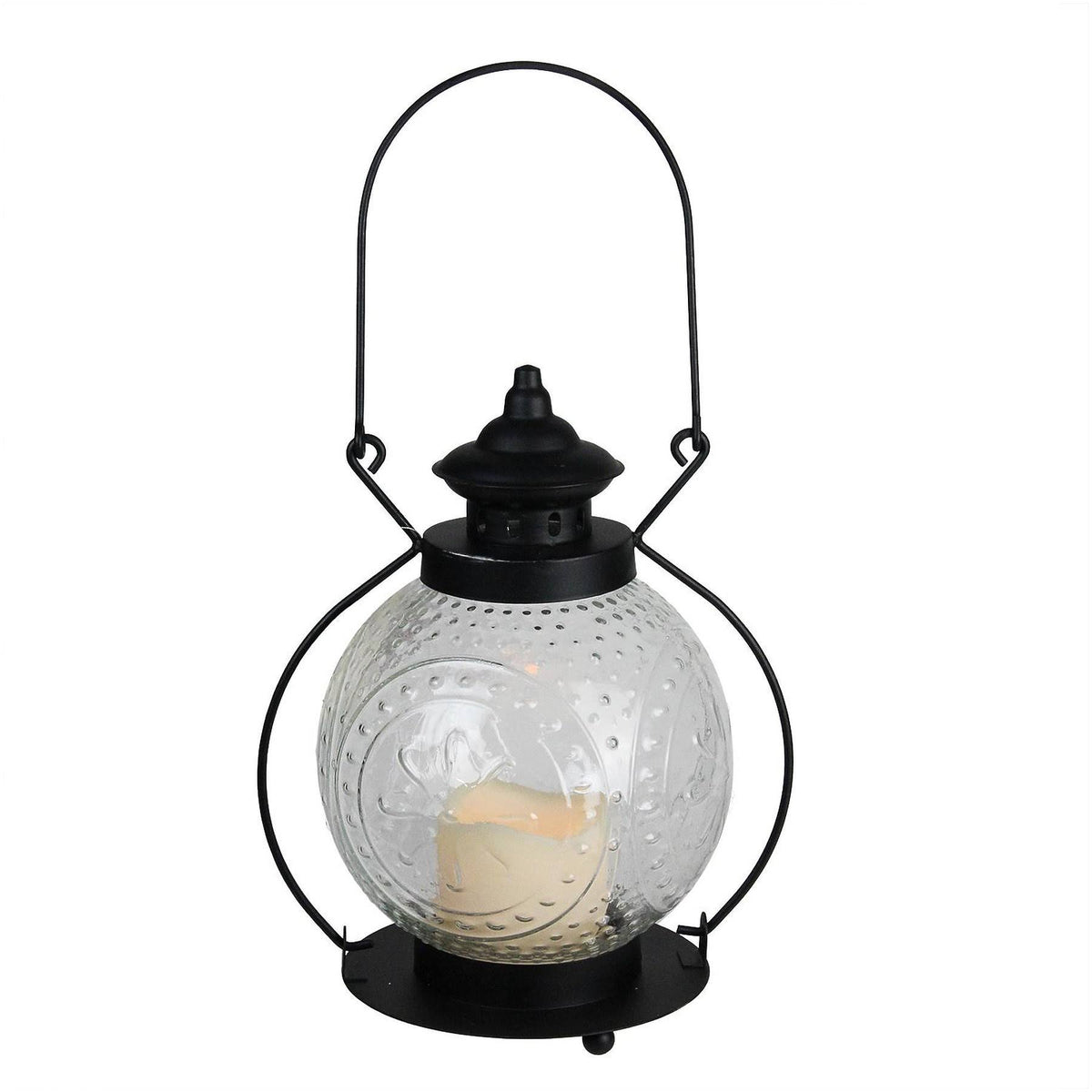 Clear Molded Glass Lantern with Flameless LED Pillar Candle I83218
