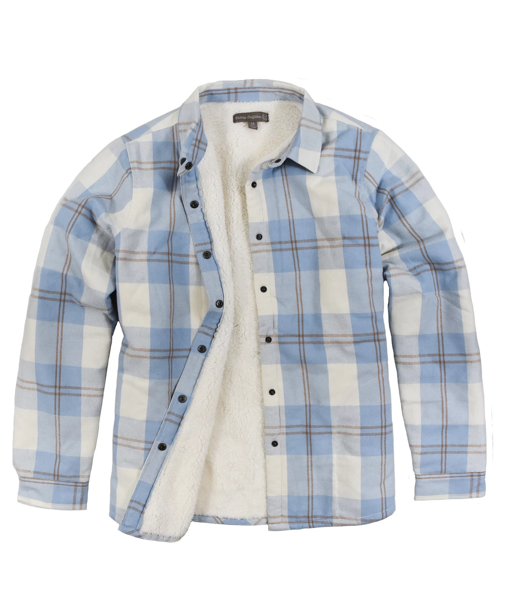 Women's Snap Front Sherpa Lined Flannel Shirt Jacket Y615