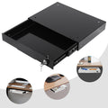 Black Rectangular Under Desk Mounted Iron Drawer Storage with Keys E635121