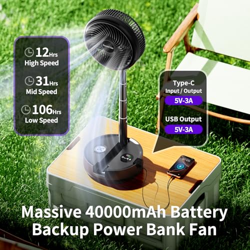 20000mAh Portable Rechargeable Foldable Fan with 8-Speed C899