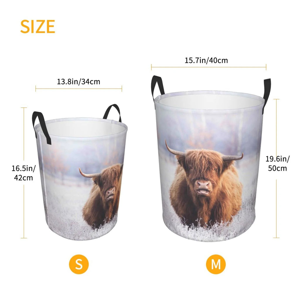 Highland Cow Waterproof Foldable Laundry Hamper Bucket With Handles (Medium) S6797