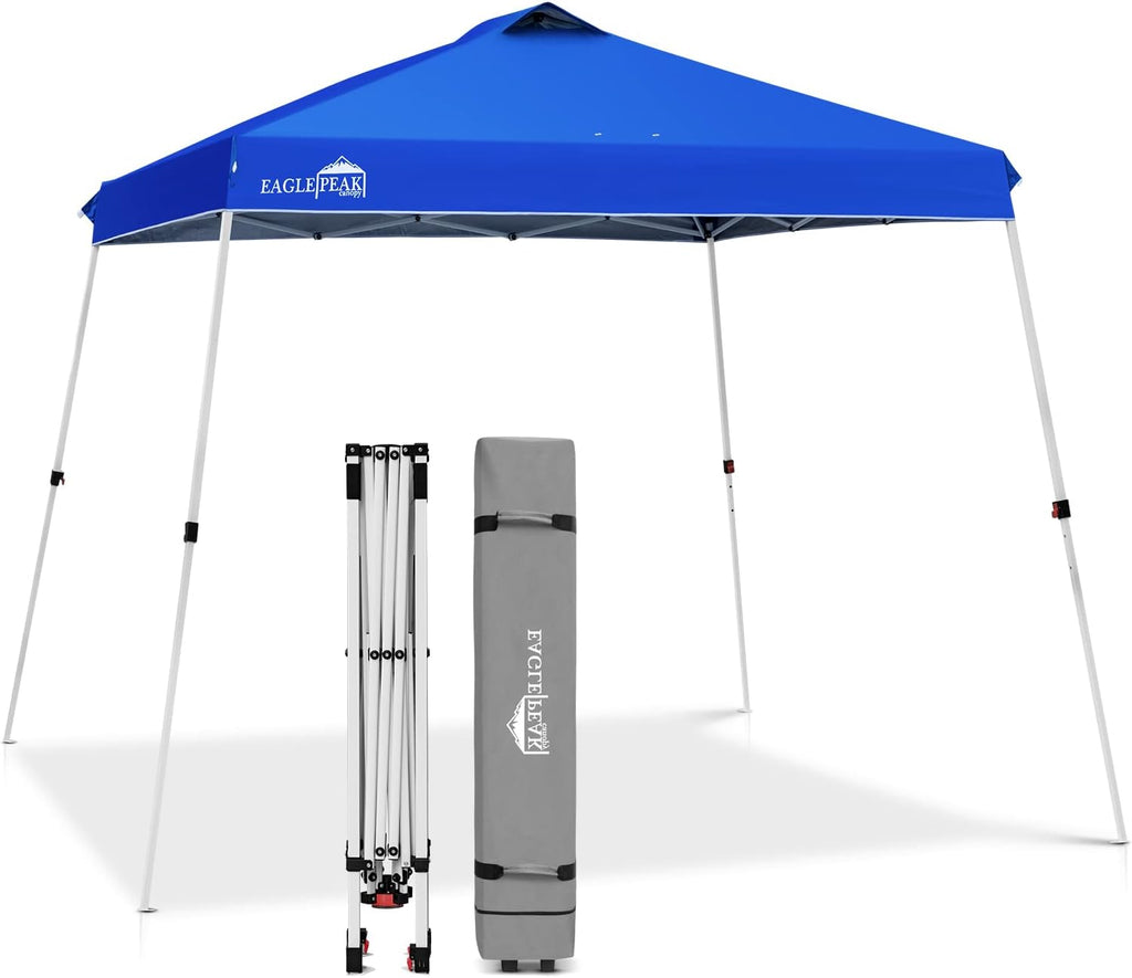10' x 10' Slant Leg Pop-up Canopy Tent with 64 Square Feet of Shade (Blue) J484