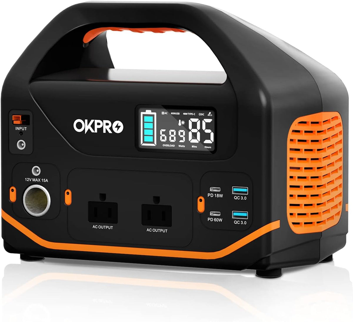 Portable Power Station 555Wh Solar Generator with 2x110V/500W AC Outlets Z13426
