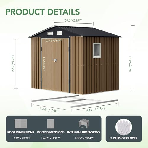 Brown Outdoor Steel Storage Shed O267