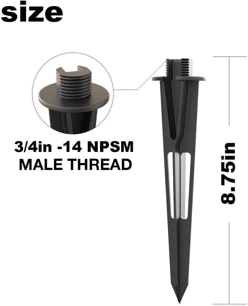 Metal Ground Spike Stake Replacement 3/4 IN-14 NPSM Male Thread Q573174