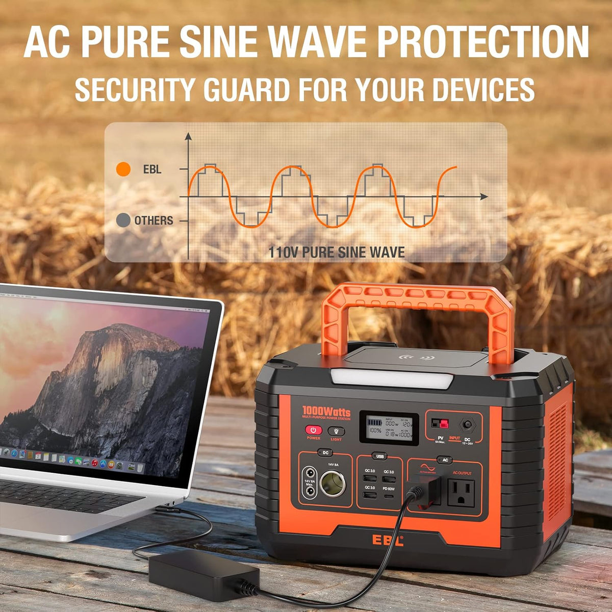 Portable Power Station 1000, 110V/1000W Solar Generator, 999Wh/270000mAh Lithium Battery L37262