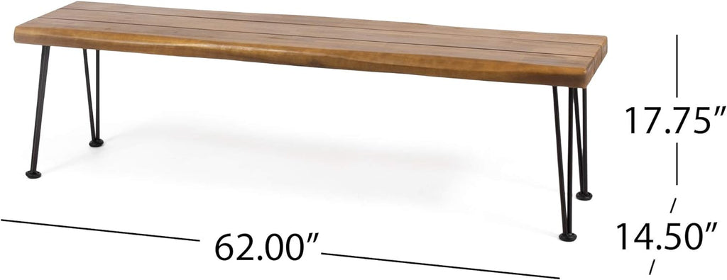 Teak and Rustic Metal Acacia Wood Bench K45049