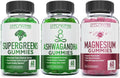 Magnesium & Ashwagandha Gummies with Spinach, Broccoli, Beetroot, Green Tea & Acai - 60 Gummies C8391