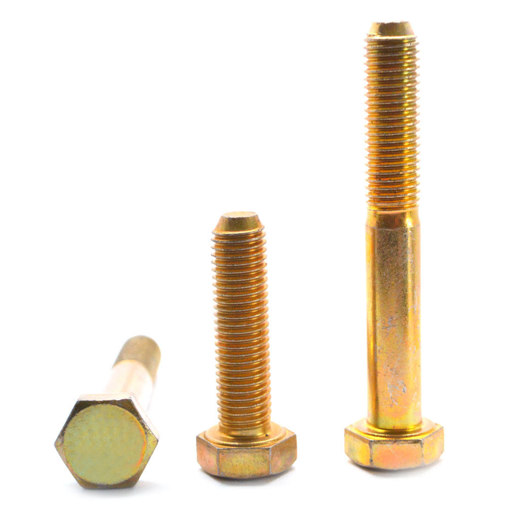 5/16-24 x 2 Fine Thread Grade 5 Hex Cap Screw (Bolt) - Medium Carbon Steel Yellow Cadmium Plated B6373