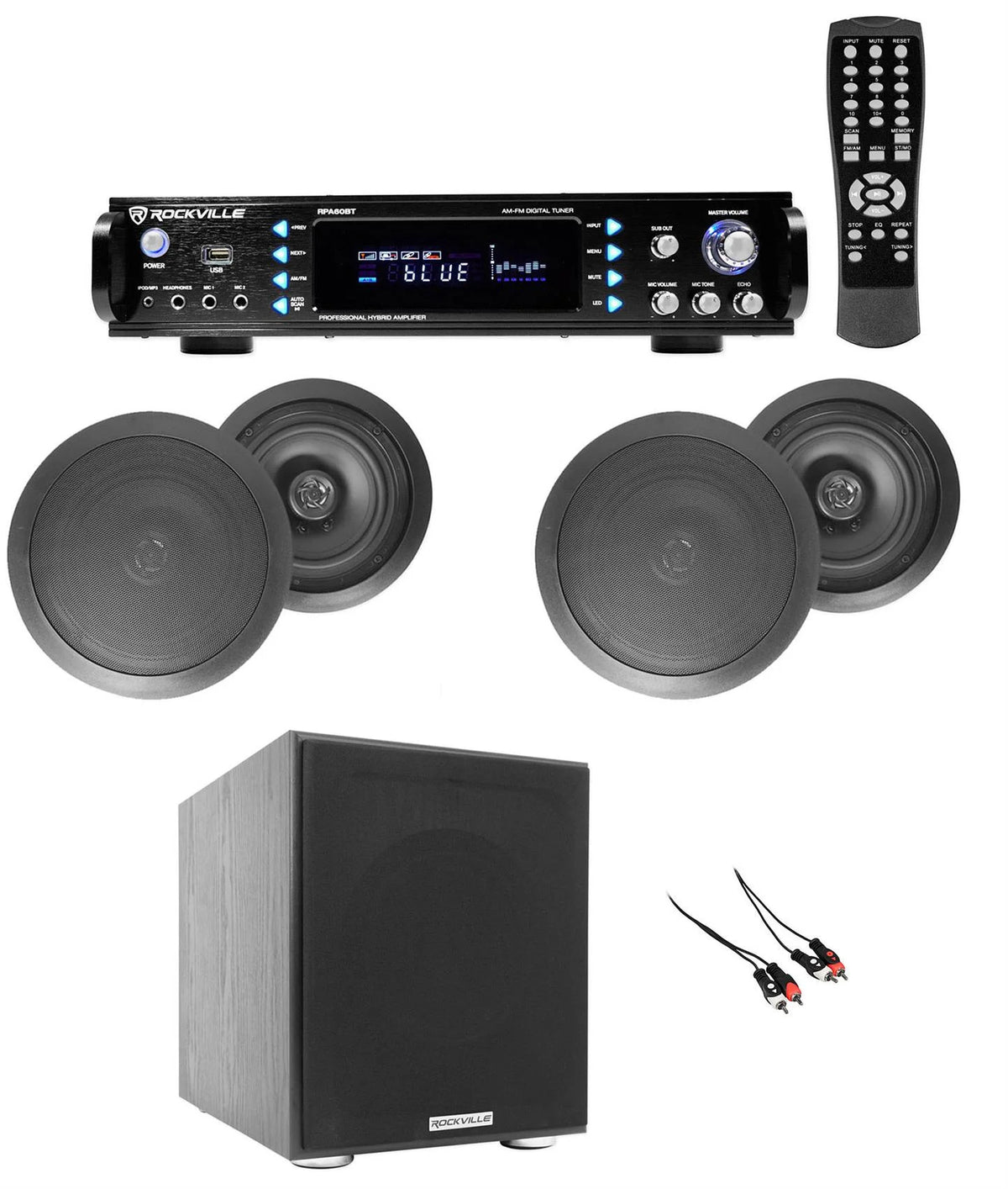 6.5" Black Ceiling Speaker Bluetooth Receiver Subwoofer O200