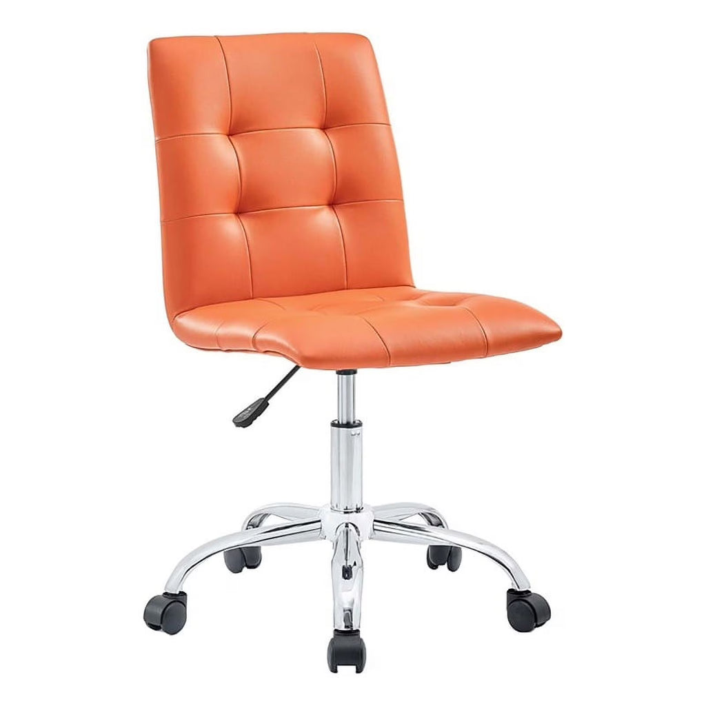 Orange Faux Leather Swivel Office Chair V402