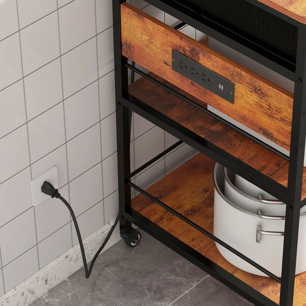 3 Tiers Rolling Storage Cart with Power Outlet P363030