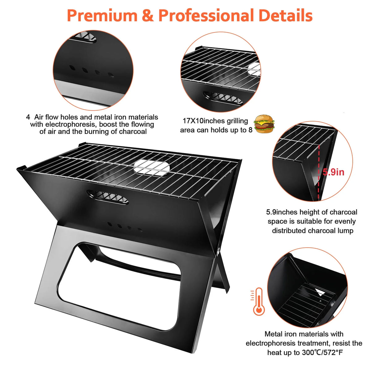 Portable Foldable Charcoal BBQ Grill J662
