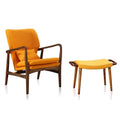 Yellow and Walnut Accent Chair and Ottoman I48929