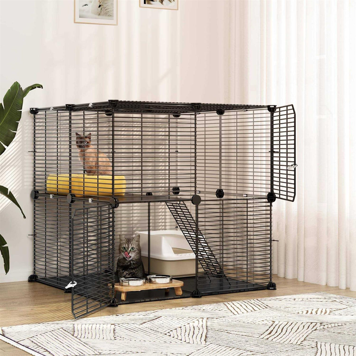 2 Tier Indoor Cat Cage Metal Playpen V787967