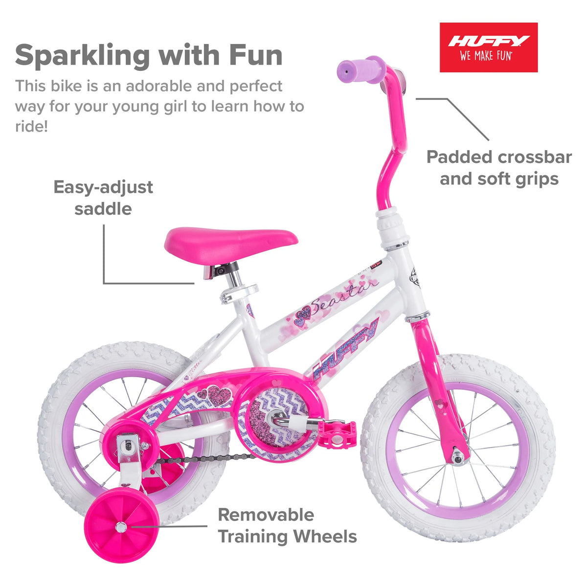 12 in. White Kids Bike L353