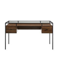 56" 2-Drawer Tempered Glass Top Desk in Dark Walnut M6398