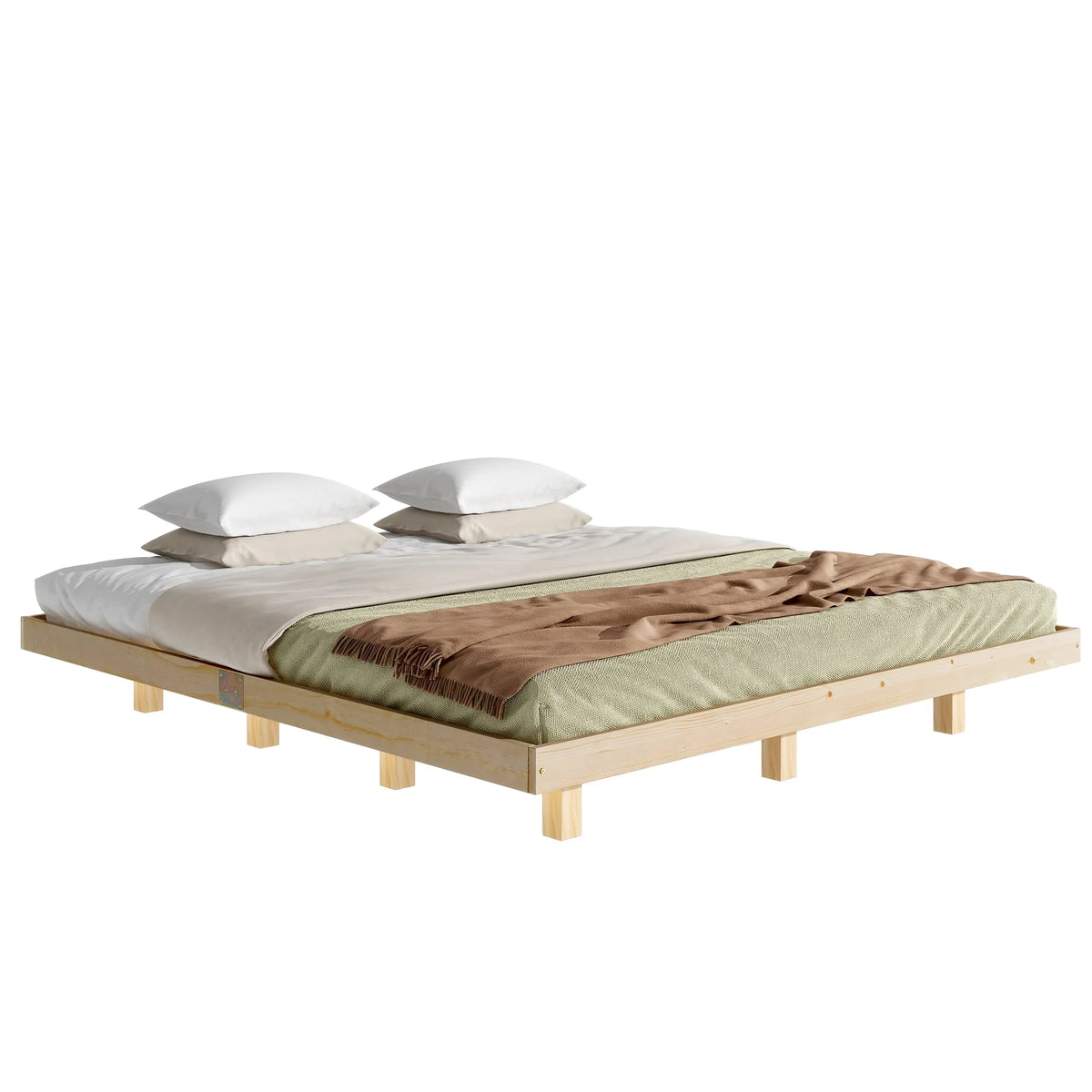 White Full Size Floating Bed Frame with LED Lights H643638