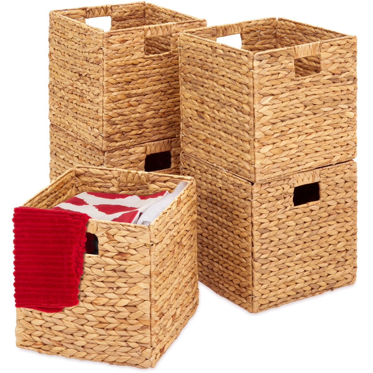 12x12in Hyacinth Baskets, Set of 5 Collapsible Organizers Y339987
