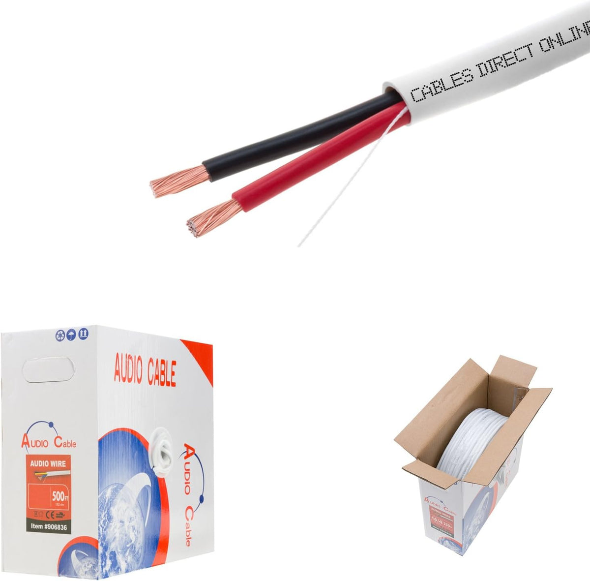 100ft 18AWG 2 Conductors CL2 Rated Speaker Cable Wire C88512
