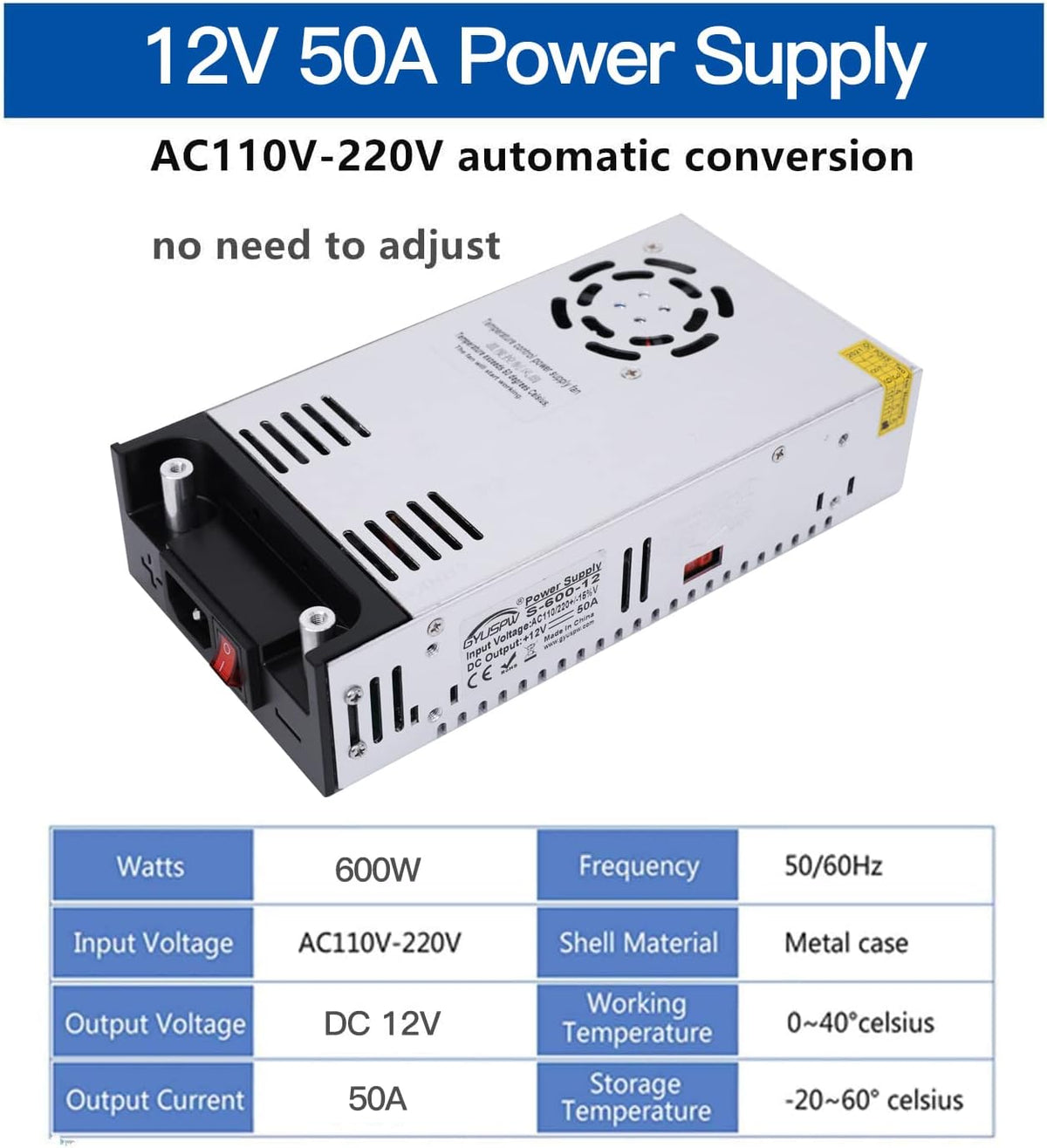 12V 50A 600W Power Supply Z327003