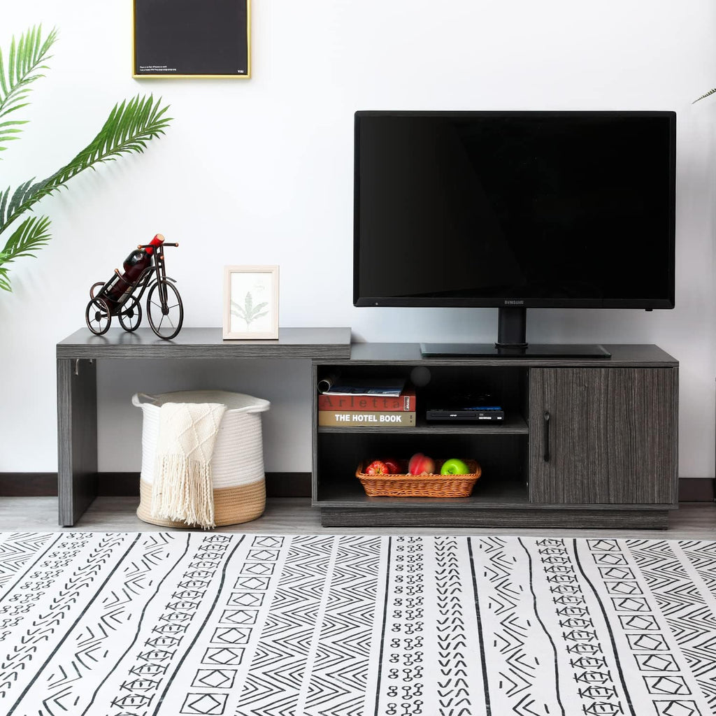 Rustic Brown TV Stand with Storage Cabinets and Open Shelves T9366