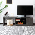 Rustic Brown TV Stand with Storage Cabinets and Open Shelves T9366