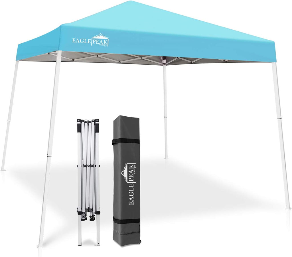 10' x 10' Slant Leg Pop-up Canopy Tent with 64 Square Feet of Shade (Blue) J484