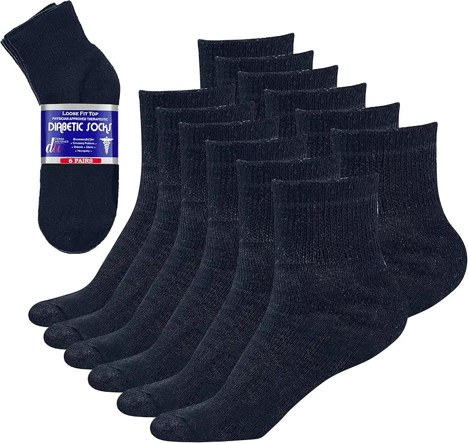 Non-binding Loose Fit Navy Ankle Socks 6 Pairs Z721