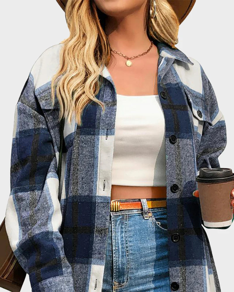 Plaid Flannel Shirt Jacket E82193