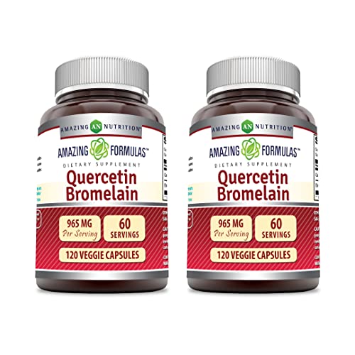 Quercetin 800mg with Bromelain 165mg 120 Veggie Capsules Supplement Pack of 2 D19383