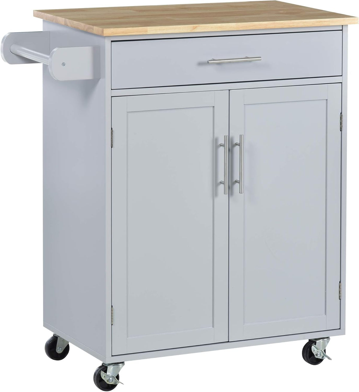 White Kitchen Island Cart with Drawer and Storage Cabinet J27249