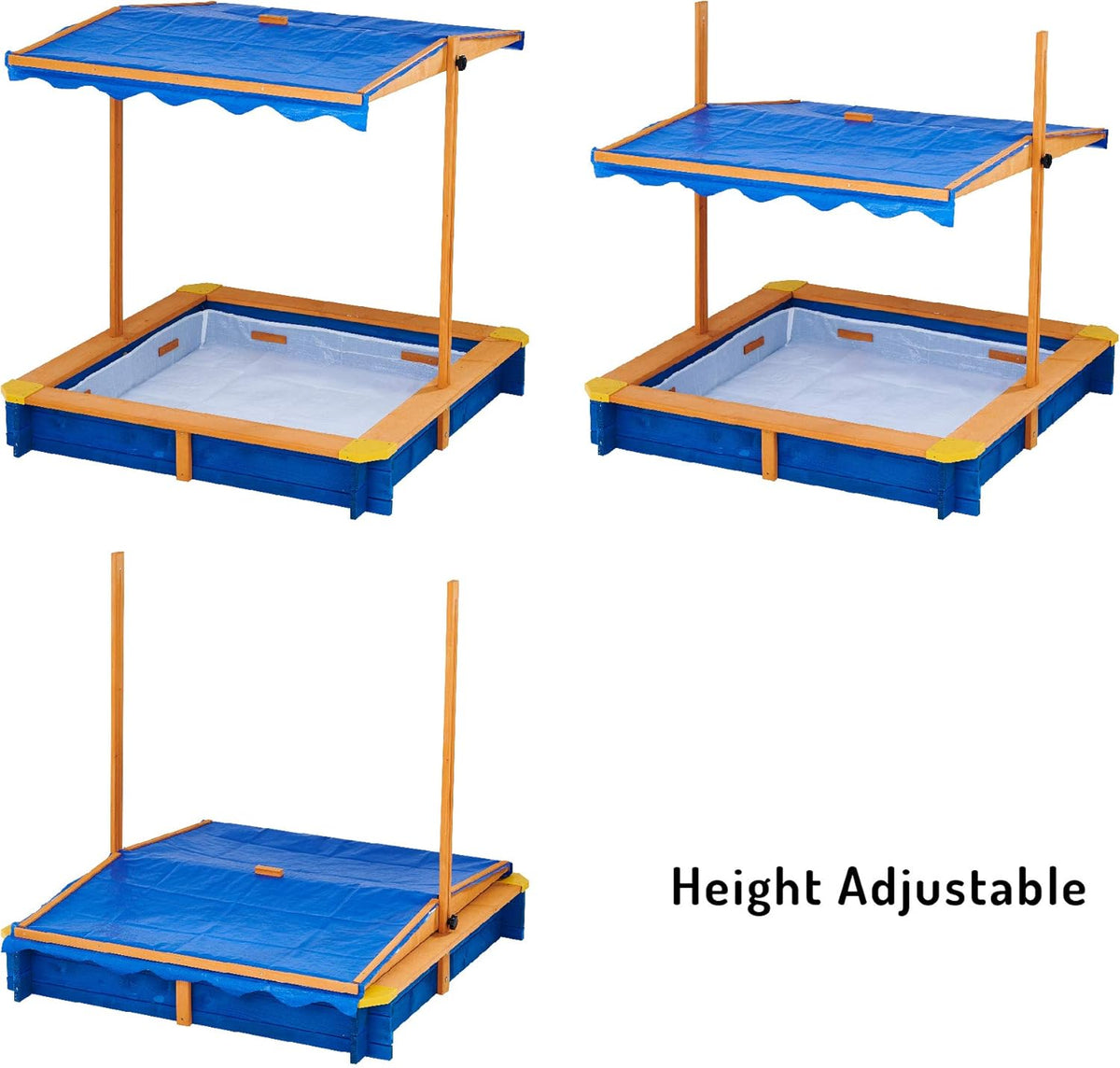 Wooden Outdoor Kids Sandbox with Canopy T23915