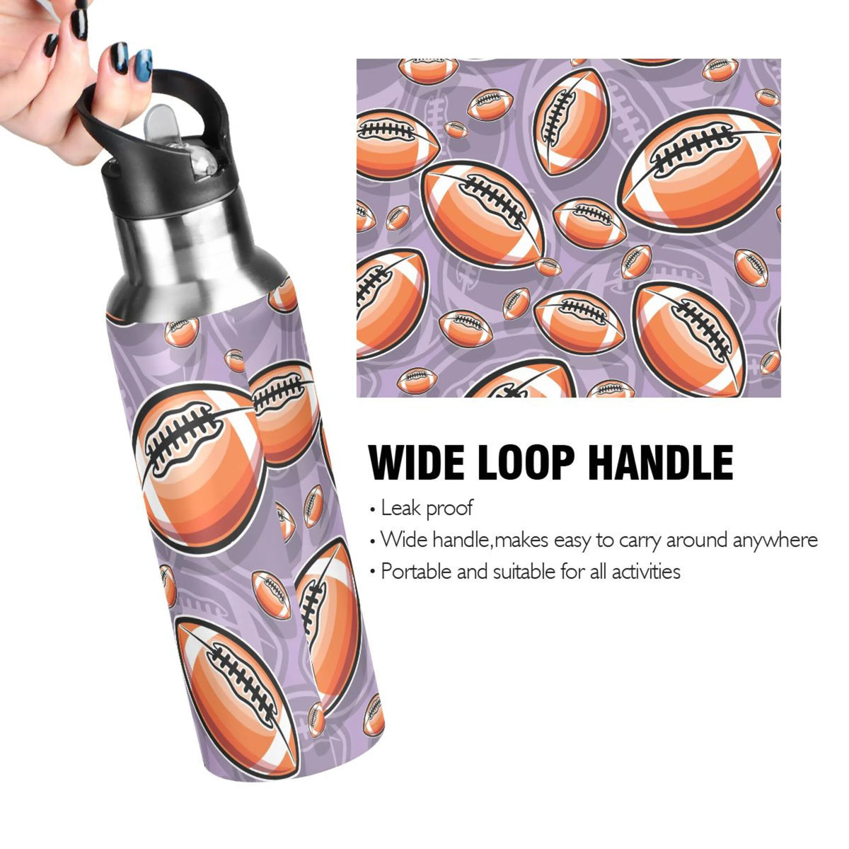 20 oz Insulated Stainless Steel Water Bottle with Straw Lid E8538