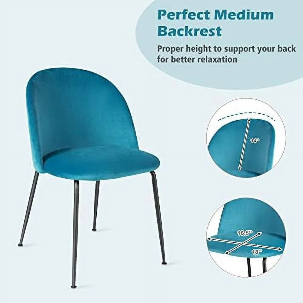 Velvet Dining Chairs Set of 4 Teal Blue I101