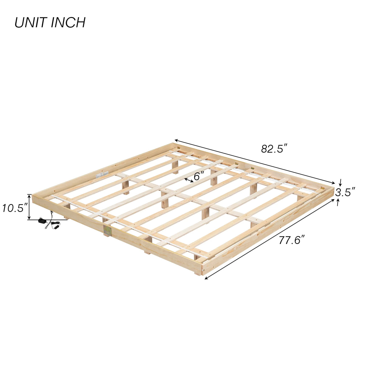 White Full Size Floating Bed Frame with LED Lights H643638