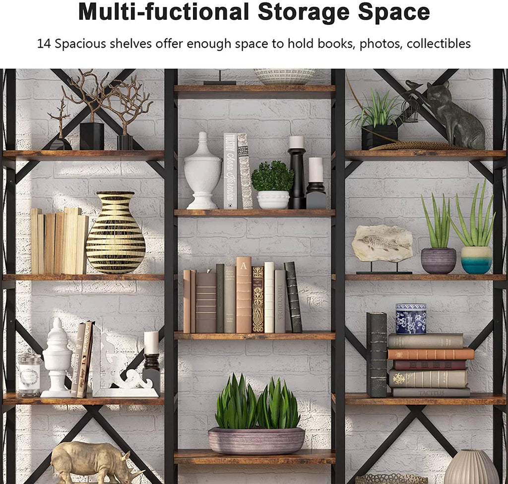 5-Shelf Wood and Metal Bookcase U392