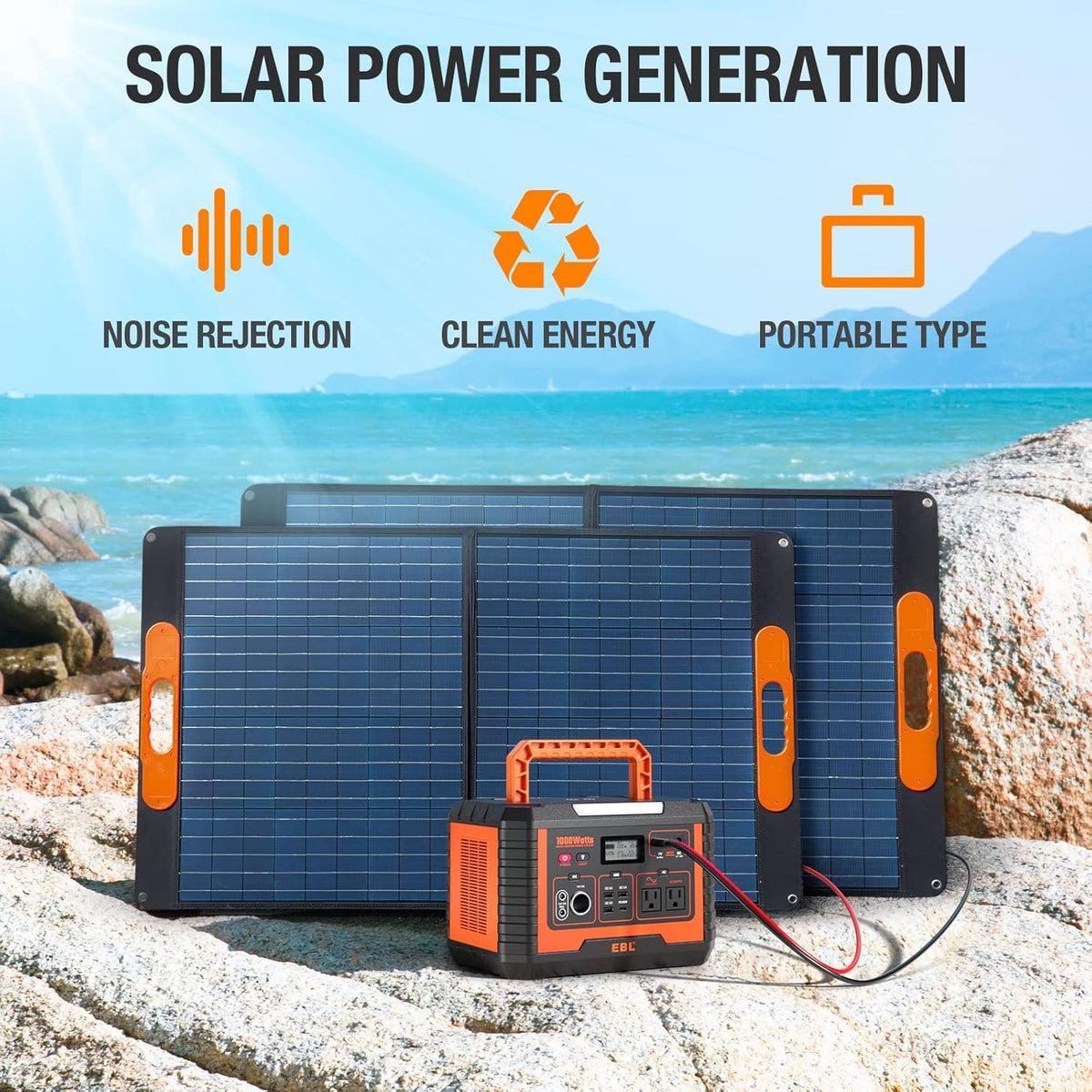 Portable Power Station 1000, 110V/1000W Solar Generator, 999Wh/270000mAh Lithium Battery L37262