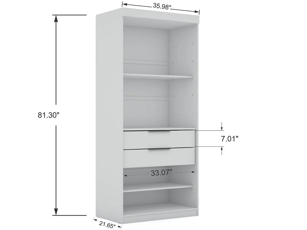 White Set of 2 Corner Wardrobe Closet with 2 Drawers U749999