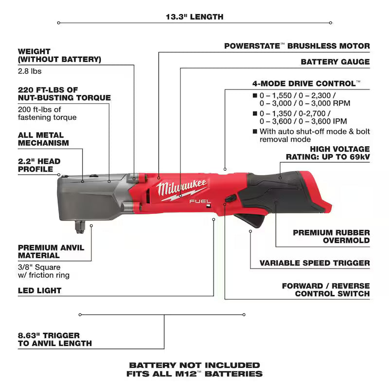 12V Li-Ion Brushless Cordless 3/8 in. Impact Wrench & High Speed Ratchet L59137
